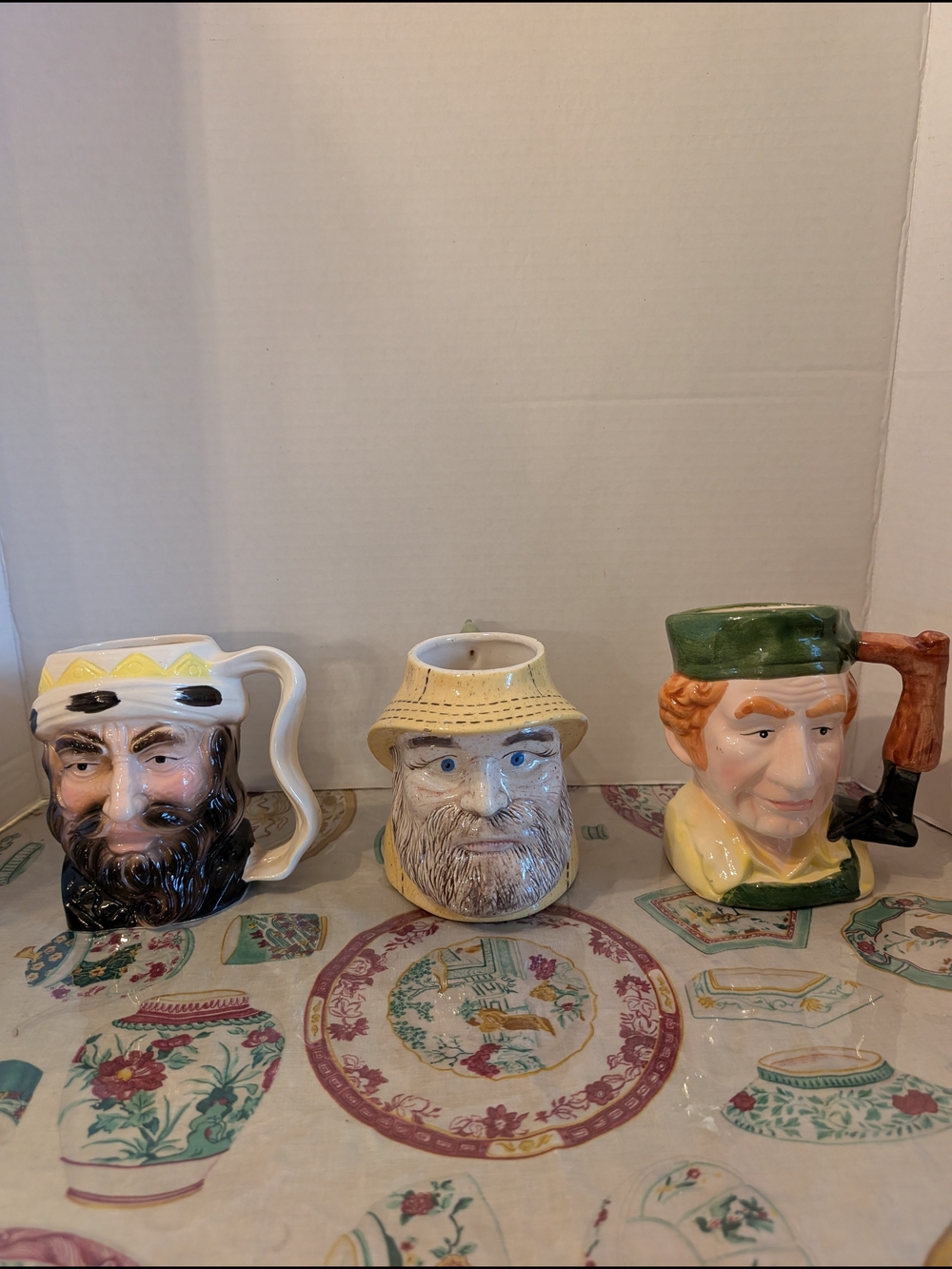 Vintage Character Toby Mug Trio | Ceramic Figural Bar Decor